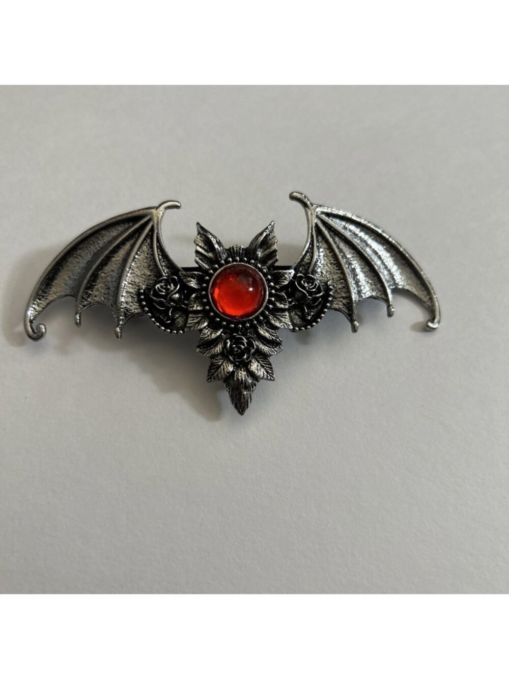 Bat Mythical Red Center Floral Gothic Emo Metal Hair Pin Clip Floral Women New